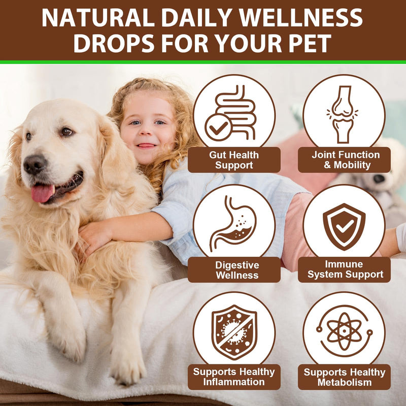 Turkey Tail Mushroom for Dogs, Dog Mushroom Supplement, Mushroom Drops for Dogs, Support Immune Health, Digestive & Joint Mobility, Wild Mushroom Supplement for Dog, Easy to Absorbed 2 fl oz