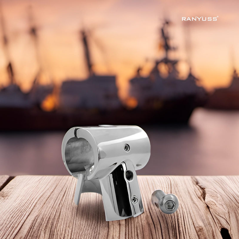 316SS Heavy Duty Boat Hand Rail Fitting- Polished 90 Degree T/Tee Hinged/Split Fitting for1IN Tube or Pipe