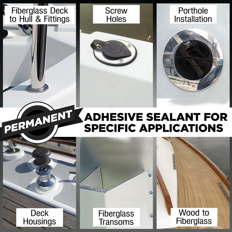 10 oz Marine Adhesive Sealant 5200 Fast Cure (Black) - Permanent, Watertight Bonding and Sealing - UV Resistant, Above & Below Waterline - Compare to 05203 and 06520 FC M - by Berkland