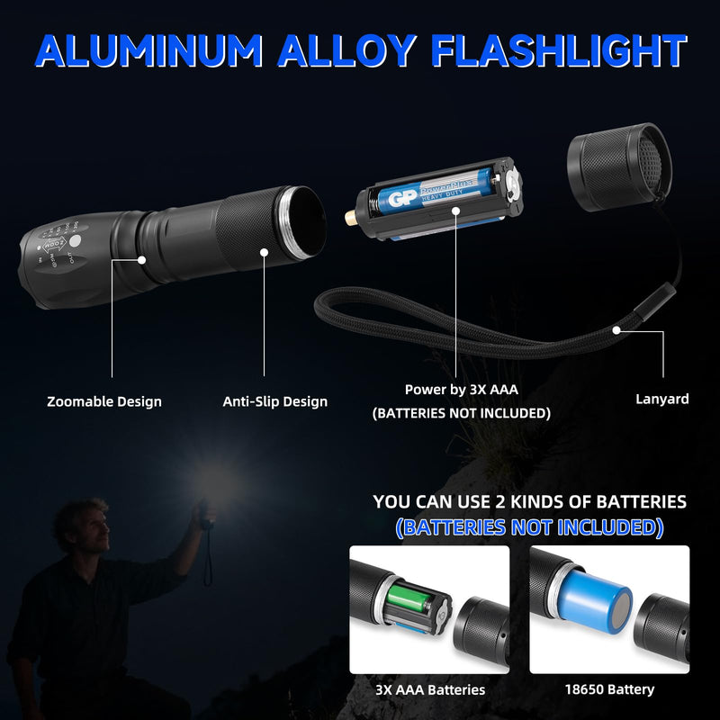 8 Pack Small Flashlight Powerful, 5 Modes Bright LED Flashlights High Lumens, Mini Flashlights for Home, Flash light for Emergency, Adjustable Pocket Tactical Flashlight Camping, Outdoor Torch Lights 8Pack