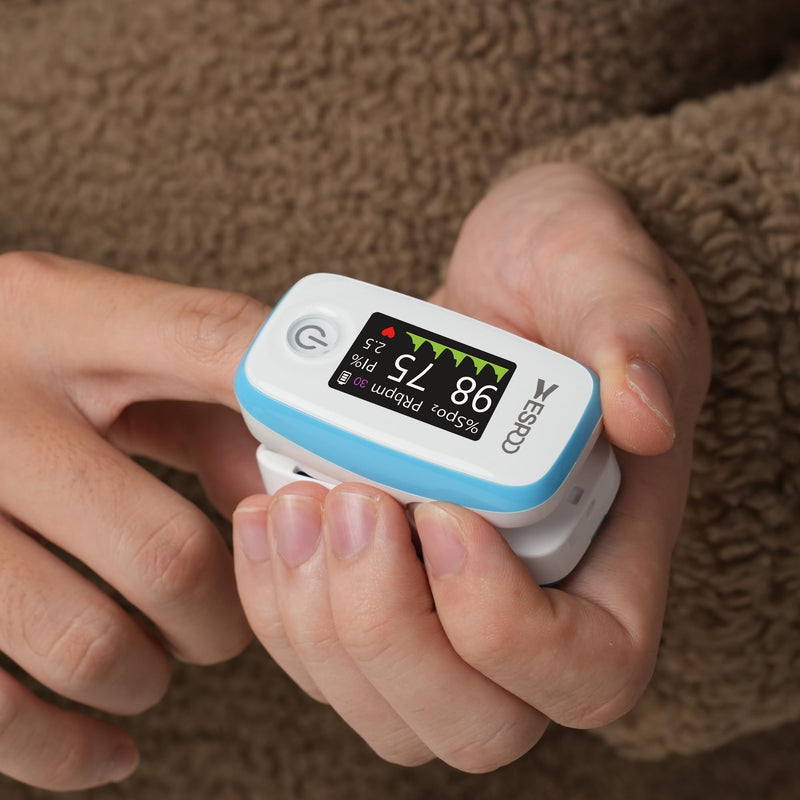 Pulse Oximeter Fingertip, Blue, Oxygen Monitor Fingertip with TFT Display, SpO2 and Heart Rate Measurement Device