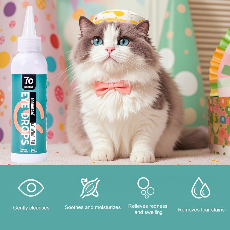 JoanofArc Dog Eye Drops - 120ml Gentle Eye Cleaner for Tear Stain Removal, Soothing Formula for Irritated Eyes, Safe for Dogs & Cats