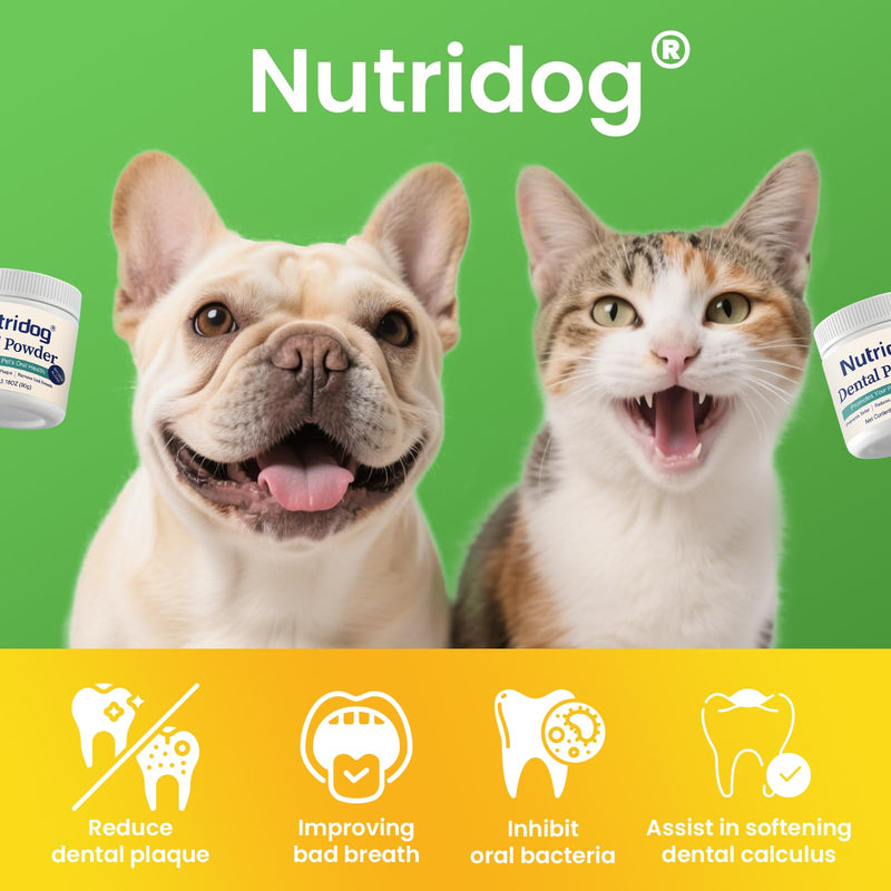 Dog Dental Powder - Dog Teeth Cleaning Powder for Removing Dental Plaque - Plaque & Bad Breath Off Powder with Probiotics & Brown Algae - Dental Care for Dogs & Cats - 90g 90 Grams