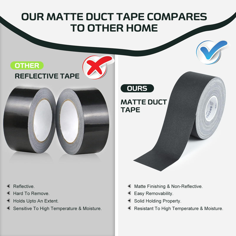 Black Gaffers Tape, Bulk Gaff Tape 2" X 30 Yards, Heavy Duty Gaffer Tape, Floor Tape for Electrical Cords Cable Tape, Non-Reflective Matte Finish Gaff Tape for Photography 1