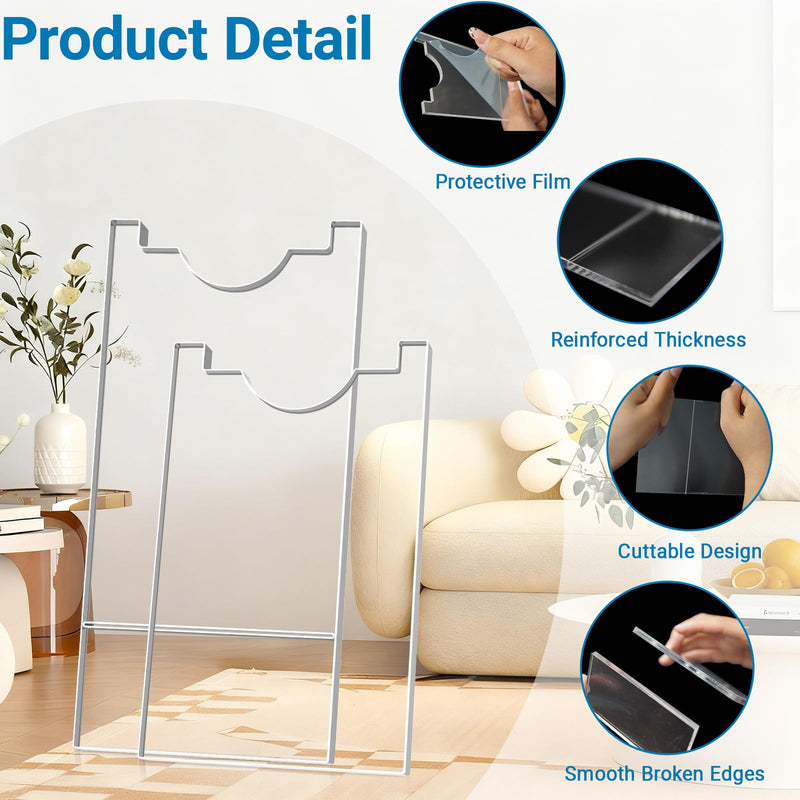 Clear Couch Wall Stopper, Couch Wall Spacer, Couch and Bed Stopper, Furniture Wall Spacer, Adjustable from 9" to 7", Protects Walls, Prevents Furniture from Sliding, Keeps Space for Outlets, (4 Pack)