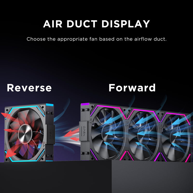 Interstellar V2 RS 120mm PC Reverse Blade Case Fan Infinity Mirror Module Daisy-Chain ARGB Fan Triple Pack Suitable Computer Cooling Fans 360mm AIO Cooler(Black-3Pack) V2RS Black Reverse-3Pack