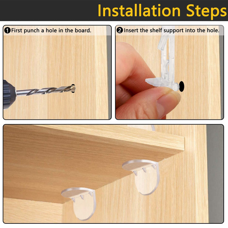 20pcs Plastic Locking Shelf Support Pegs,6.9mm Shelf Pins,Self-Locking Bracket Clips,Clear Shelf Pegs for for Kitchen Cabinet Furniture Book Shelves,6.9mm Peg x 3/4" Thick Shelves 20 6.9mm x 3/4" - NewNest Australia