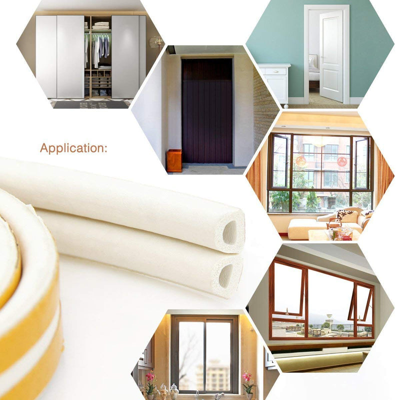 CloudBuyer Weather Stripping for Door,Insulation Weatherproof Doors and Windows Soundproofing Seal Strip,Collision Avoidance Rubber Self-Adhesive Weatherstrip (White, 33Ft) White