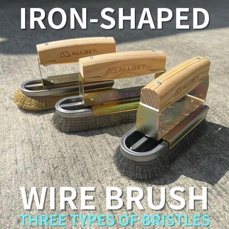Iron-Shaped Steel Wire Brush, high-Hardness Steel Wire Suitable for Heavy-Duty Cleaning, Rust Removal, Scraping, and polishing on Hard Surfaces. Carbon Steel bristles