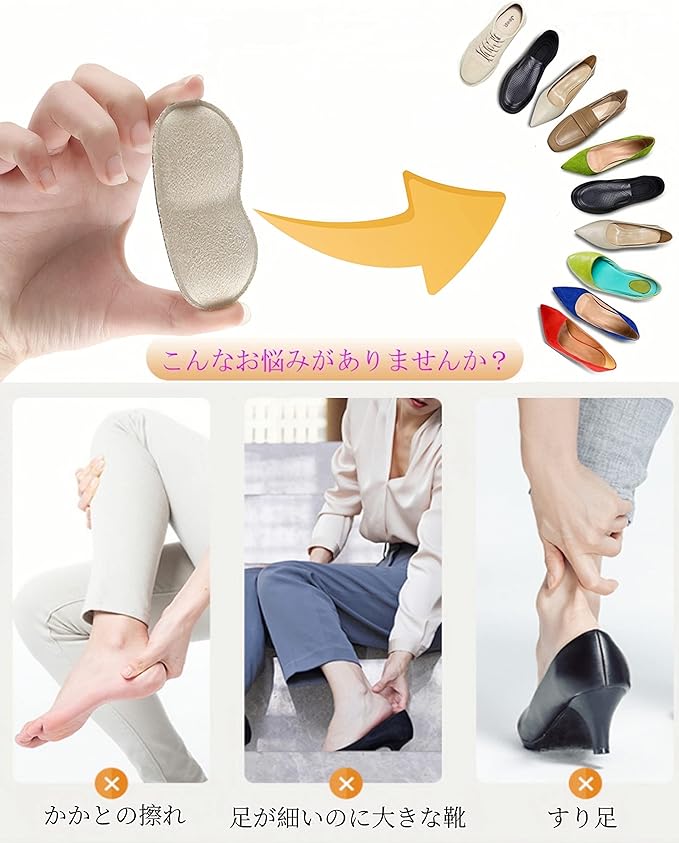 Shoe Blocking Heel Pad, Shoe Heel Protection Pad, Adjustable Size, Includes Adhesive Seal, Unisex, Left and Right (Beige (4 Pairs) - NewNest Australia