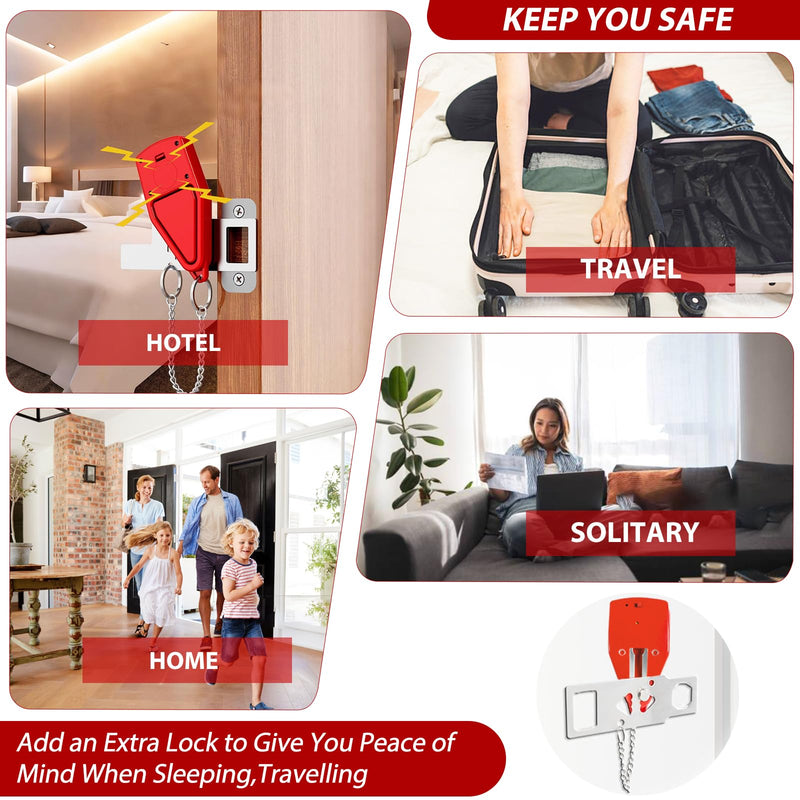Portable Door Lock for Travel 2-in-1, Hotel Door Locks for Travelers Security, Door Lock Self-Defense Security Device for Home, Apartment, Hotel, Living Motel, School Dorm, House