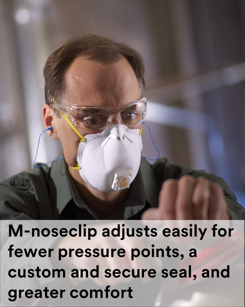 3M Particulate Respirator 8511, Pack of 10, N95, NIOSH APPROVED, Cool Flow Exhalation Valve, Disposable, Braided Comfort Strap, M Noseclip, Personal Protective Equipment 1 Count (Pack of 10) Wrist Support