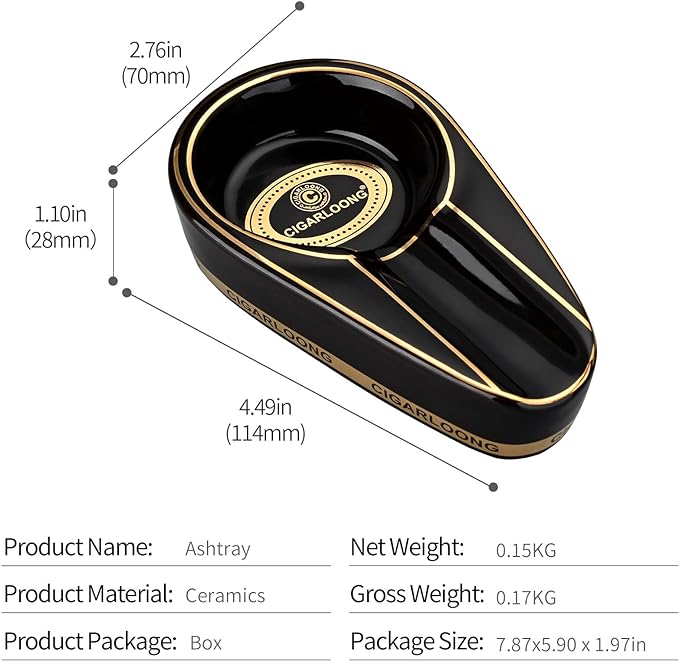CIGARLOONG Cigar Ashtray Single Large Slot Portable Ashtray for Home and Outdoor/Tabletop/Guest Room (CLR: Black) - NewNest Australia