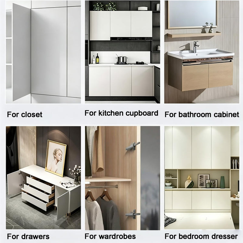 Push To Open Door Latch Cabinet Hardware CBRIVE Magnetic Push Latch & Lock for Hidden Framed & Frameless Kitchen Door Magnet Touch Release Drawer Opener Strong Spring Slim Tip-On Closure (Gray, 8Pack) 8 Pack Gray
