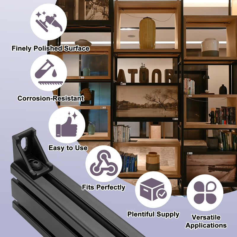 20 Set 4040 Series Aluminum Extrusion Profile Connector,Includes 20*Black 3540 Corner Bracket,M8 T-Slot Sliding Nuts and Hex Screw Bolt for 40S Aluminum Rail Accessories,140 Pieces by Cenipar 20 Set 4040 Black Connector with M8 Screw Nut