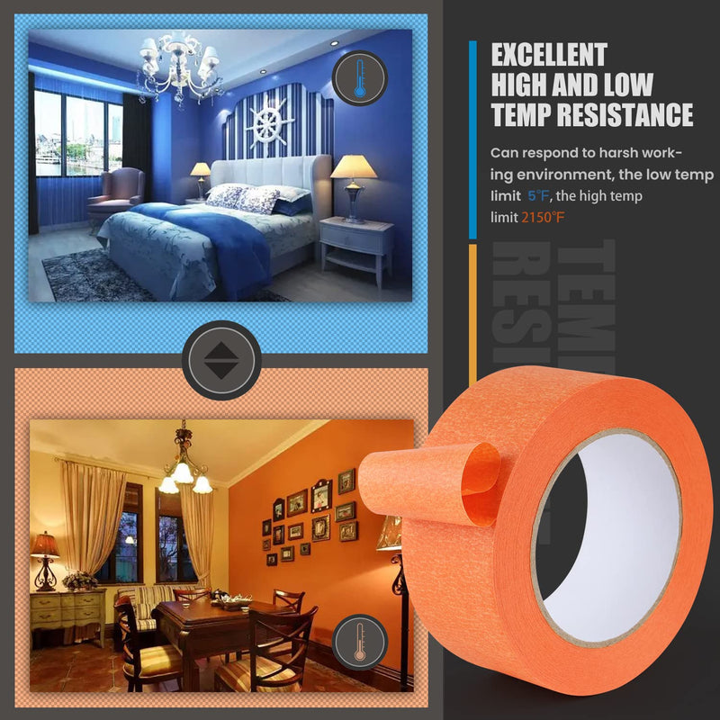 Lichamp Wide Orange Painters Tape 2 inch, 1pc Medium Adhesive Orange Masking Tape, 1.95 inches x 55 Yards