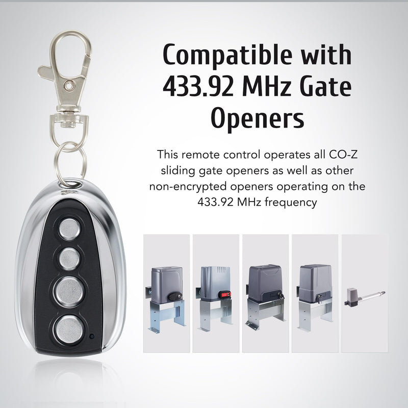 CO-Z Automatic Sliding Gate Opener Remote Control, Electric Rolling Driveway Gate Opener Closer Security Kit Remote (1x Backup Key)