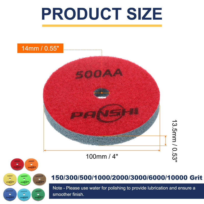 HARFINGTON Diamond Sponge Polishing Pads Set 4" Dia Emery Sand Fiber Polishing Pad Wet Use Buffing Pad for Stone Concrete Marble Grinder Polisher Buffing Wheel, Multicolor