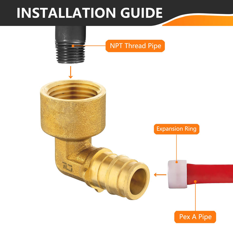 10PC HeSun 1/2" PEX-A Expansion x 1/2" FNPT Thread Elbow(PEX1960100-10) 10 1/2"x1/2" Female
