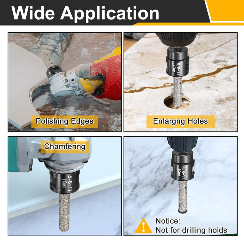 HARFINGTON 2pcs Diamond Finger Bit 30mm Dia Dry Core with 5/8"-11 Thread Diamond Chamfer Bit for Enlarging Shaping Milling Existing Holes on Porcelain Tile Ceramic Marble Countertop Black 2