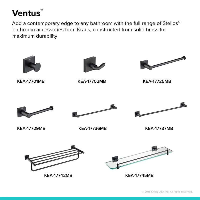 KRAUS Ventus Bathroom Towel Bar, Matte Black Finish, KEA-17725MB