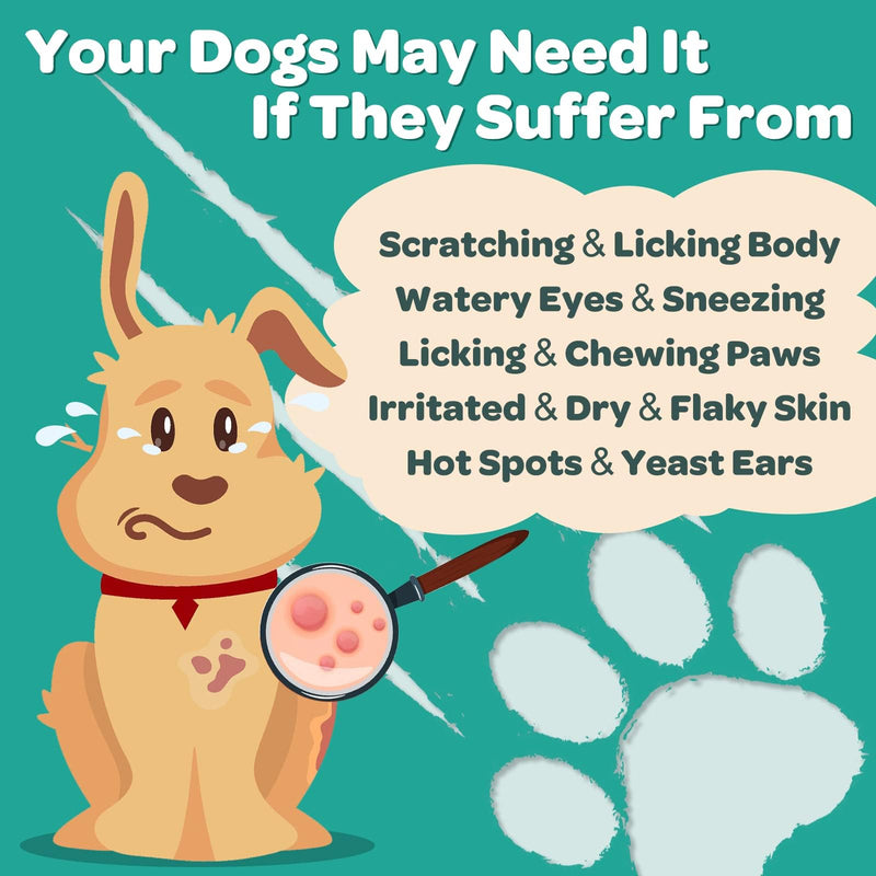 Skin and Coat Supplement for Dogs, Dog Allergy Relief Freeze Dried Chews - 120 Chews