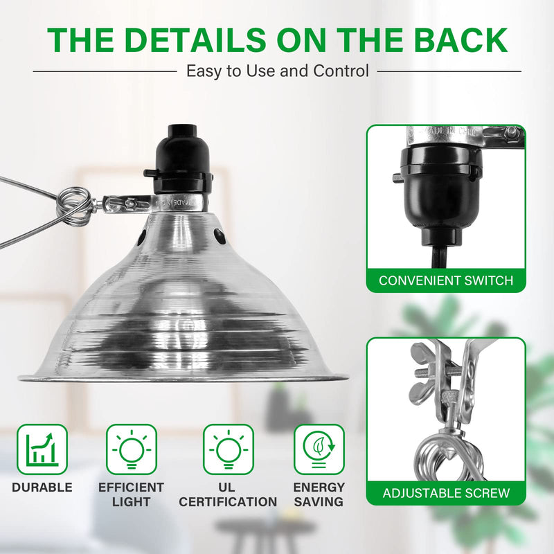 Simple Deluxe Clamp Lamp Light Socket with 8.5 Inch Aluminum Reflector, Suit for Max 150 Watt Lamp (No Bulb Included) with 18/2-Gauge 6 Feet Cord, 1-Pack 8.5 Inch (150 Watts)