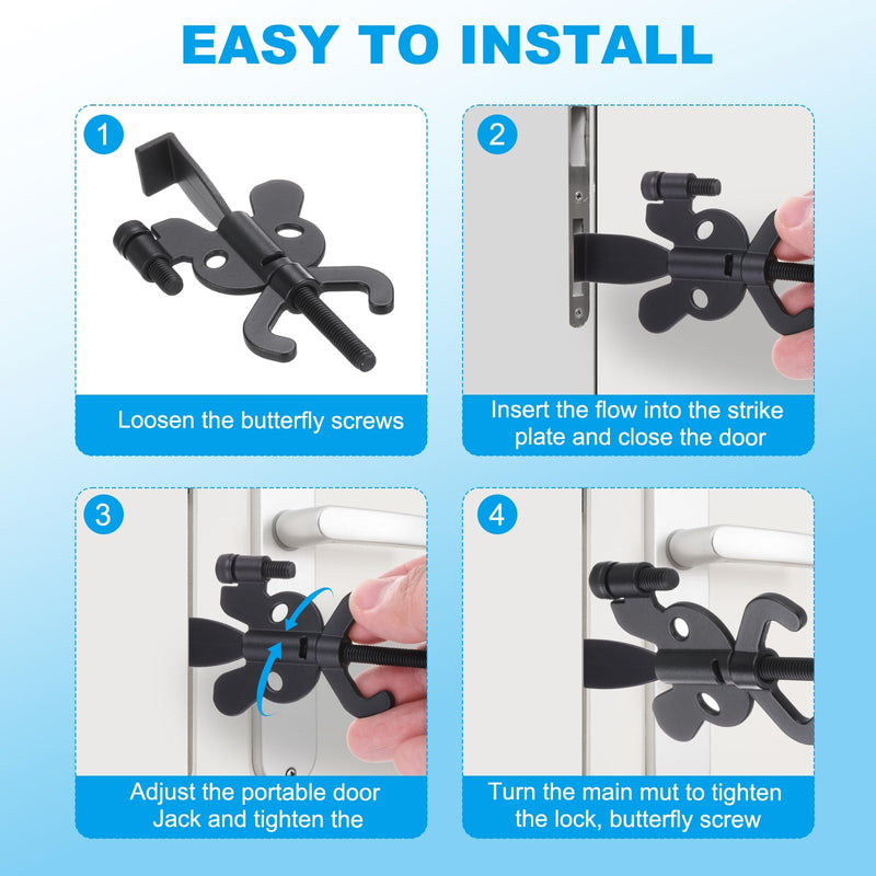 PATIKIL Portable Security Door Lock, 3 Pack Adjustable Butterfly Hotel Door Lock Devices with Storage Bag for Enhanced Safety for Traveling Hotel Home Apartment, Black