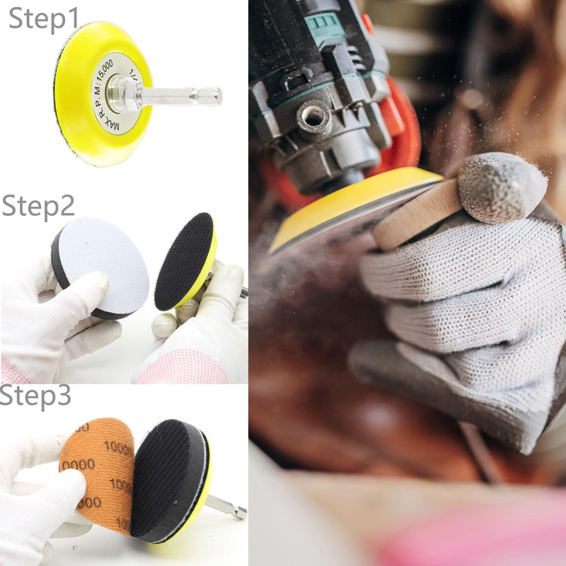 120pcs Sand Paper 3 Inch Sanding Disc Grit 60-10000 Wet Dry Sandpaper with 1/4" Shank Backer Plate and Sanding Sponge and Soft Foam Buffering Pad Drill Sanding Attachment