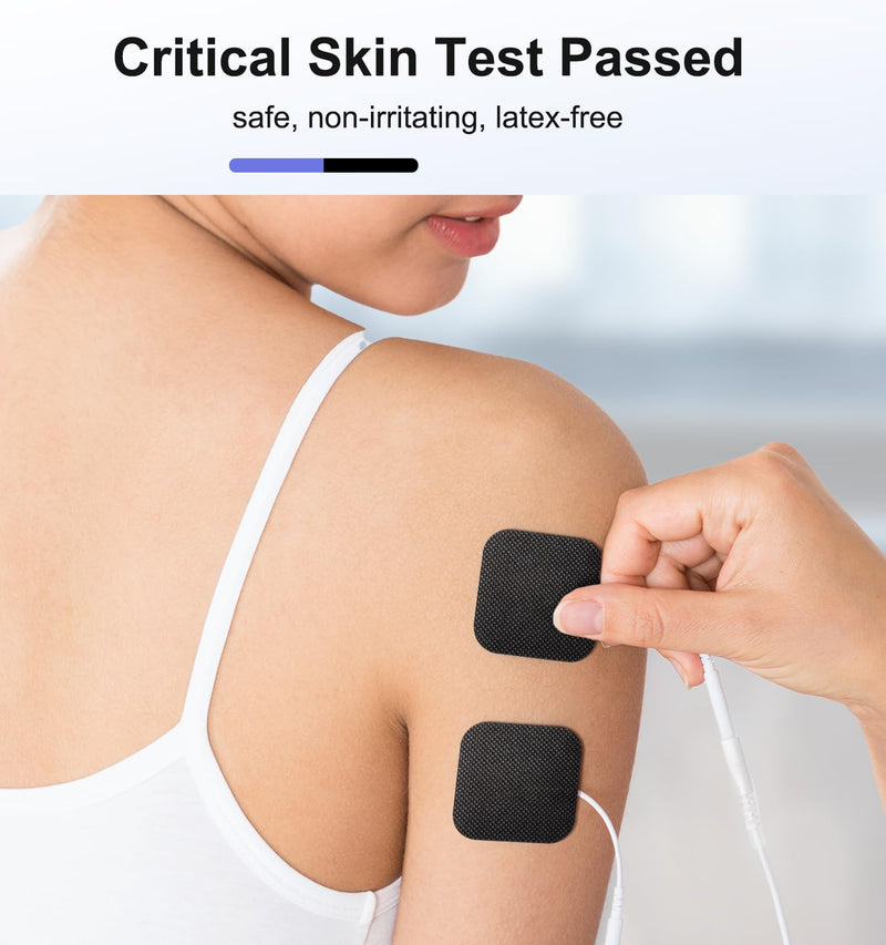 TENS Unit Replacement Pads, 2x2”20 Pcs Reusable Self-Adhesive TENS Unit Electrodes Pads, NURSAL Latex Free TENS Pads Replacement Compatible with AUVON, TENS 7000 Muscle Stimultaion Machine (Black)