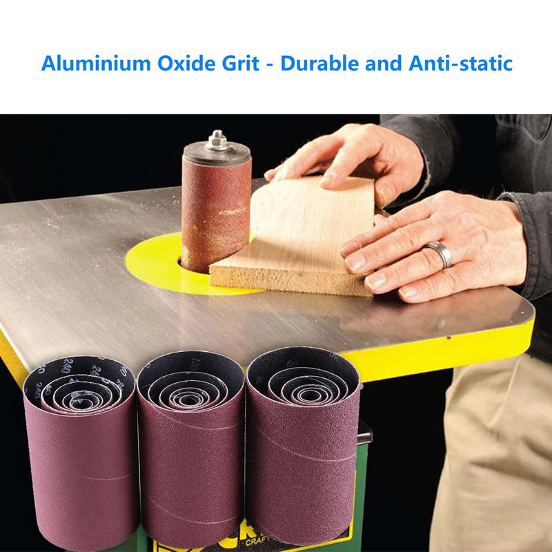 LotFancy Spindle Sander Sleeves, 24PCS Sanding Sleeves for Oscillating Sander, 60 80 120 240 Assorted Grit Sandpaper, 4-1/2” Length, 1/2”, 3/4”, 1”, 1-1/2”, 2”, 3” Diameter 80/120/240Grit,18Pack