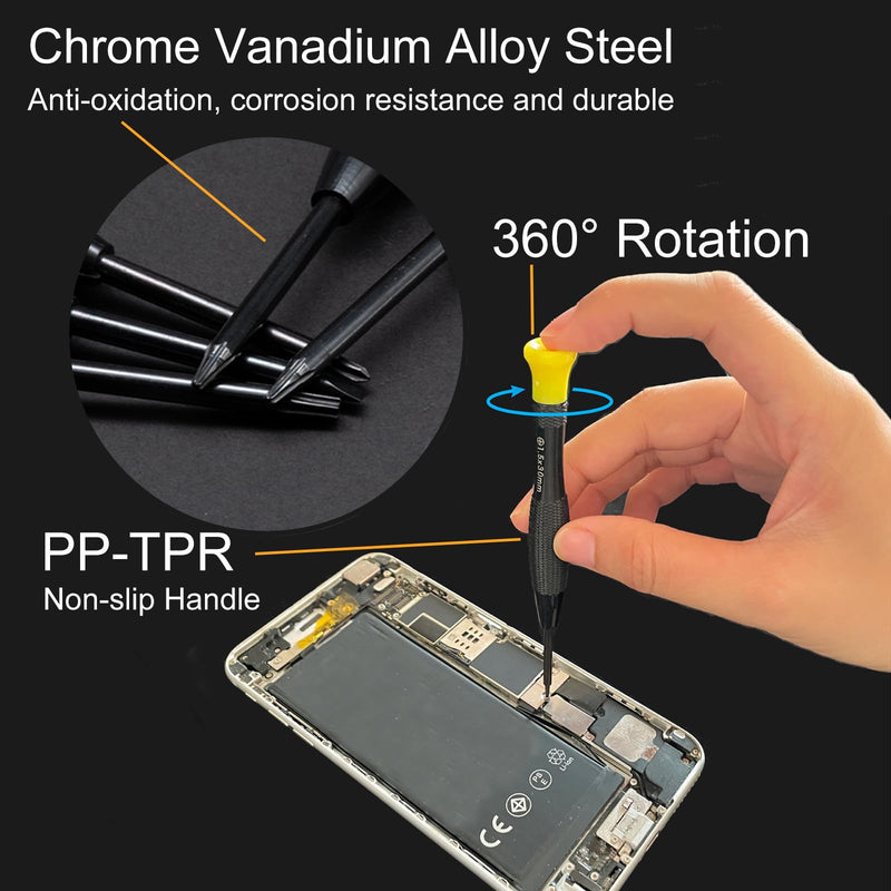 18PCS Mini Precision Screwdriver Set With Case, Lengnoyp Magnetic Small Flathead Phillips Pentalobe Torx Star Screwdriver Set Kit and Tweezers for Repairing Computer Eyeglass Phone Watch 4-color