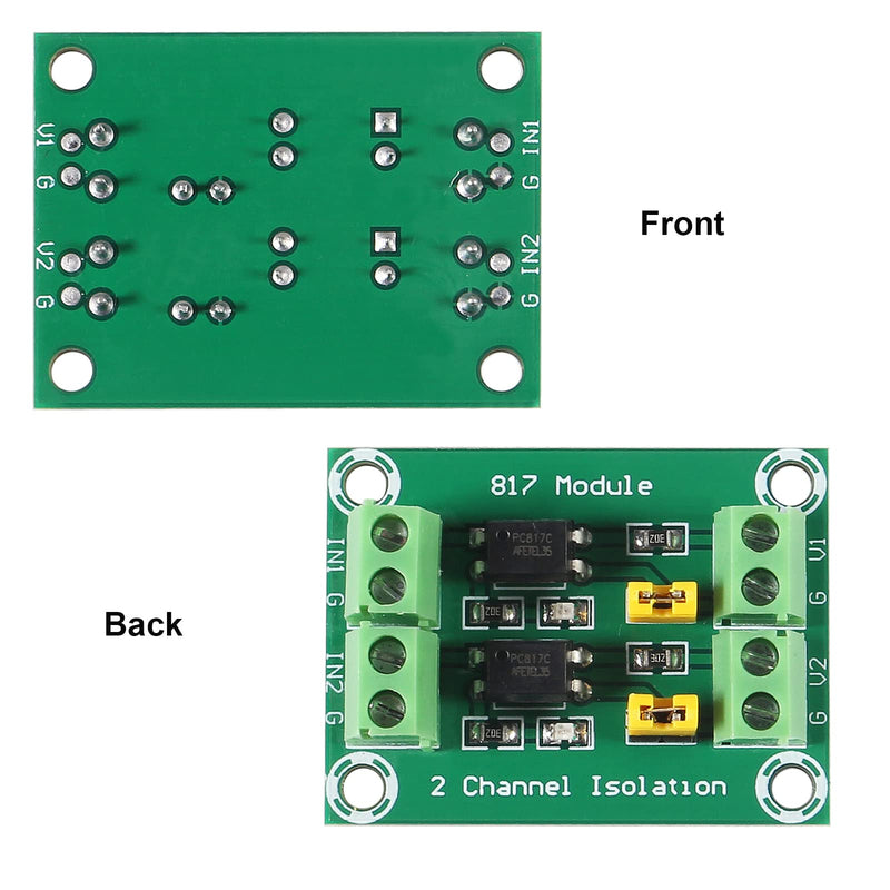 6PCS PC817 2 Channel Voltage Converter Module Optocoupler Isolation Driving Module 3.6-30V Driver Photoelectric Isolated Module for Triode, MOS Tube, Low Power Relay Module (6PCS 2Channel) 6PCS 2Channel