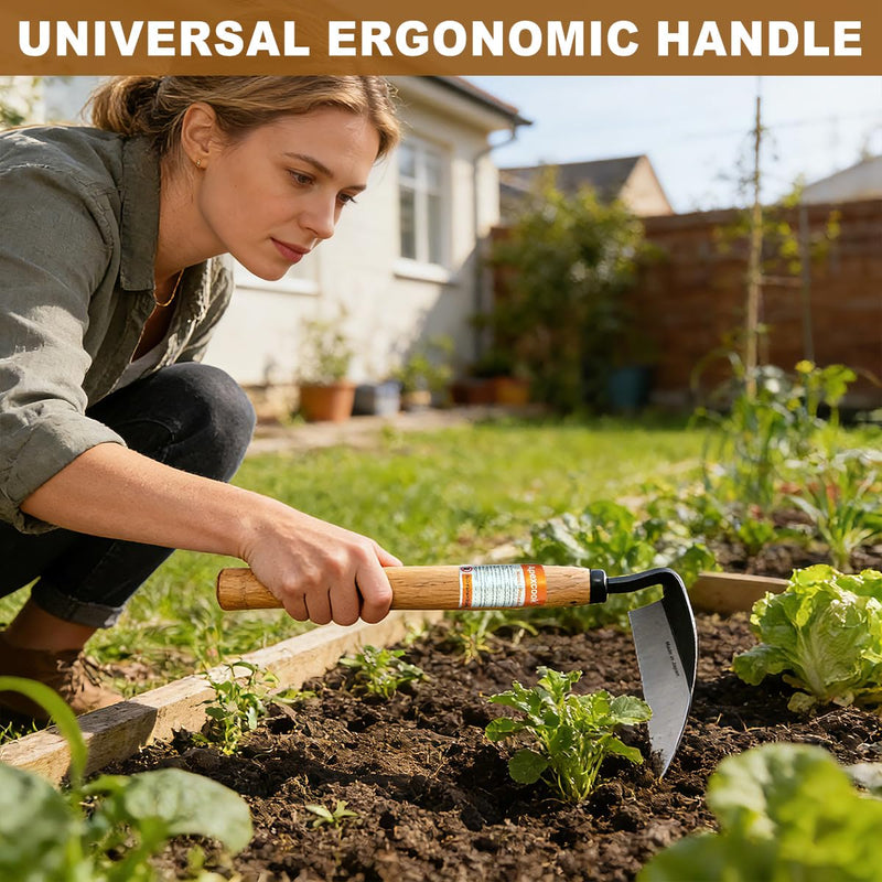 Garden Weeding Hoe, Professional Handheld Weeding Tool with Solid Wood Handle, Sharp Blade Manual Weeder for Garden, Yard, Farm, Vegetable Field and Courtyard Weed Removal
