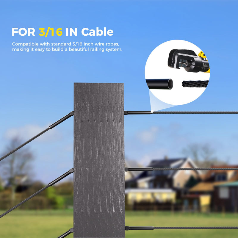 WAYSKA 40 Pack 3/16" Black Stainless Steel Cable Railing kit for Wood Post