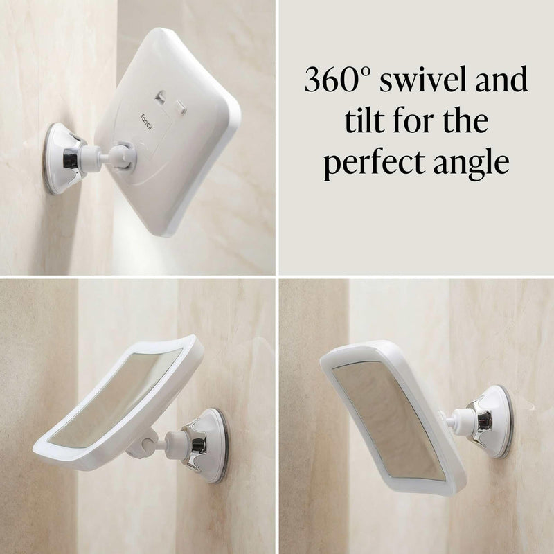 Fancii 10X Magnifying Lighted Makeup Mirror - Daylight LED Vanity Mirror - Compact, Cordless, Locking Suction, 6.5" Wide, 360 Rotation, Portable Illuminated Bathroom Mirror (Square) White