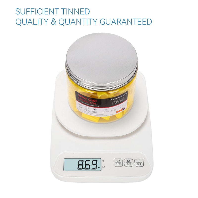 HKS 120 PCS Yellow Wire Caps - AWG 20-10,Twist-On Screw Nuts,Insulated Insertion Electrical Wire Connectors with Spring - Portable & Quick to Connect.