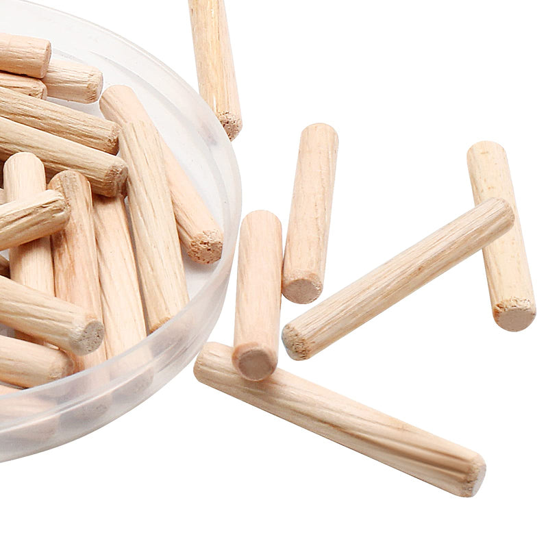 120pcs Hardwood Wood Dowel Pins, 1/4" x 2" Fluted Wood Dowels Rods Crafts Dowel Pegs for Woodworking Furniture Door Arts and Crafts DIY Projects, Straight Grooved 1/4" x 2"