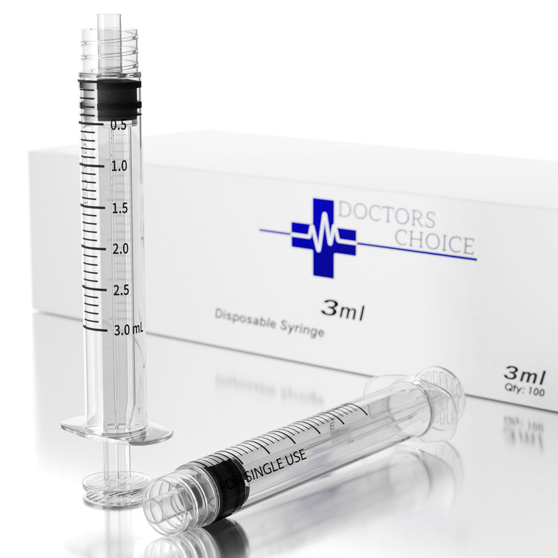 3mL Luer Lock Syringe, Sterile, Individually Wrapped, No Needle (Box of 100) 3ml 100pk