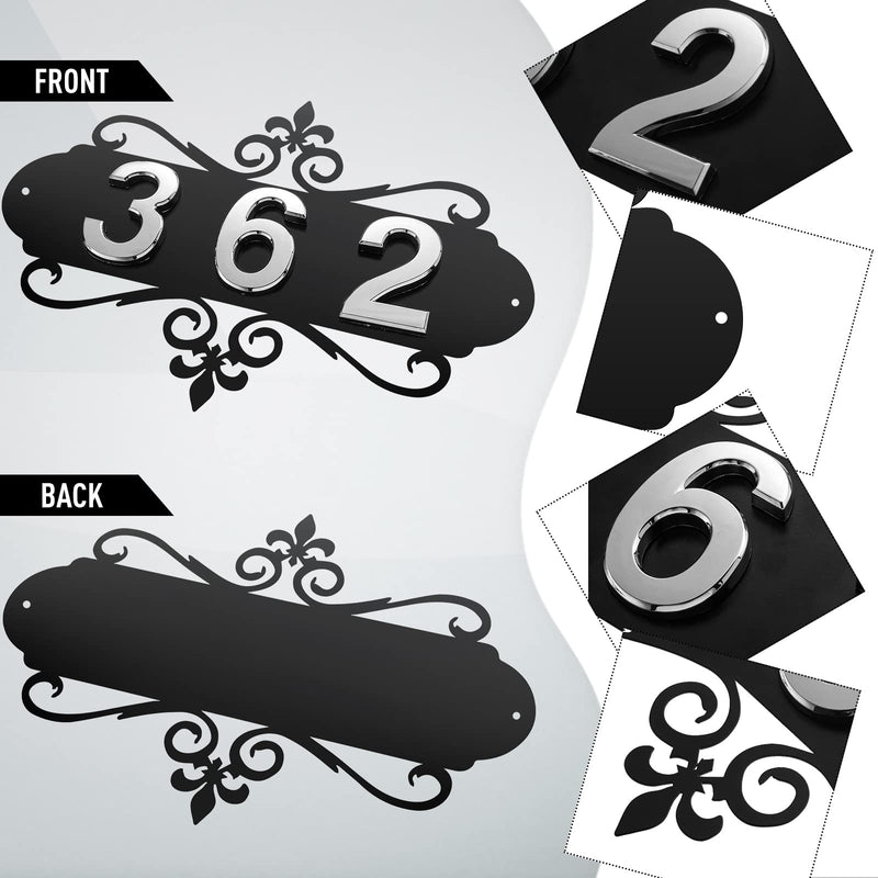House Address Plaques Metal Address Sign Outside House Number Mailbox Number Sign for House Home Hotel Office Garden Decorative Wall Plaque(13.8 inch,Delicate Style) 13.8 inch Delicate Style