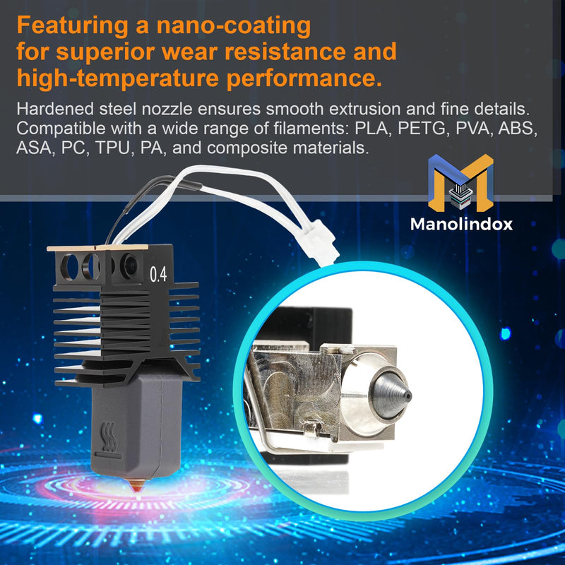 3Pcs 0.4mm U1 Hotend for Snapmaker U1 Hotend 24V 48W Ceramic Heating Block, with Brush and Cleaning Needle Silicone Socks and Kit Tools