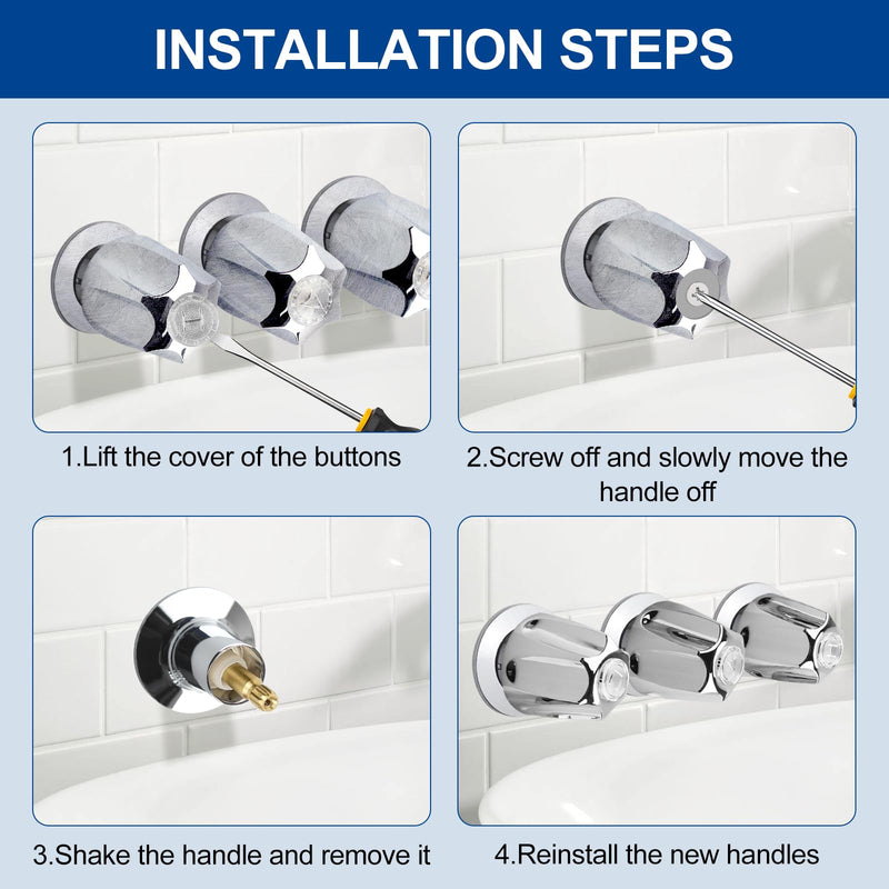 81428 Bathtub and Shower Knobs 3 Piece Replacement Kit for Price Pfister Shower Handle, Compatible with Gerber, Danco Shower Handle Replacement/Restoration