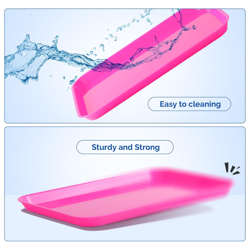 JMU Pink Dental Trays Autoclavable Plastic Instruments Trays Procedure Flat Trays 13.25" X 9.75", Size B 13.25" X 9.75" 1