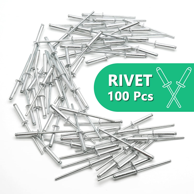 100Pcs Aluminum Pop Rivets 1/8" x 5/8" (Diameter x Grip Length), Dome Head Blind Rivets for Sheet Metal Automotive Railway 1/8" x 5/8" (Diameter x Grip Length)