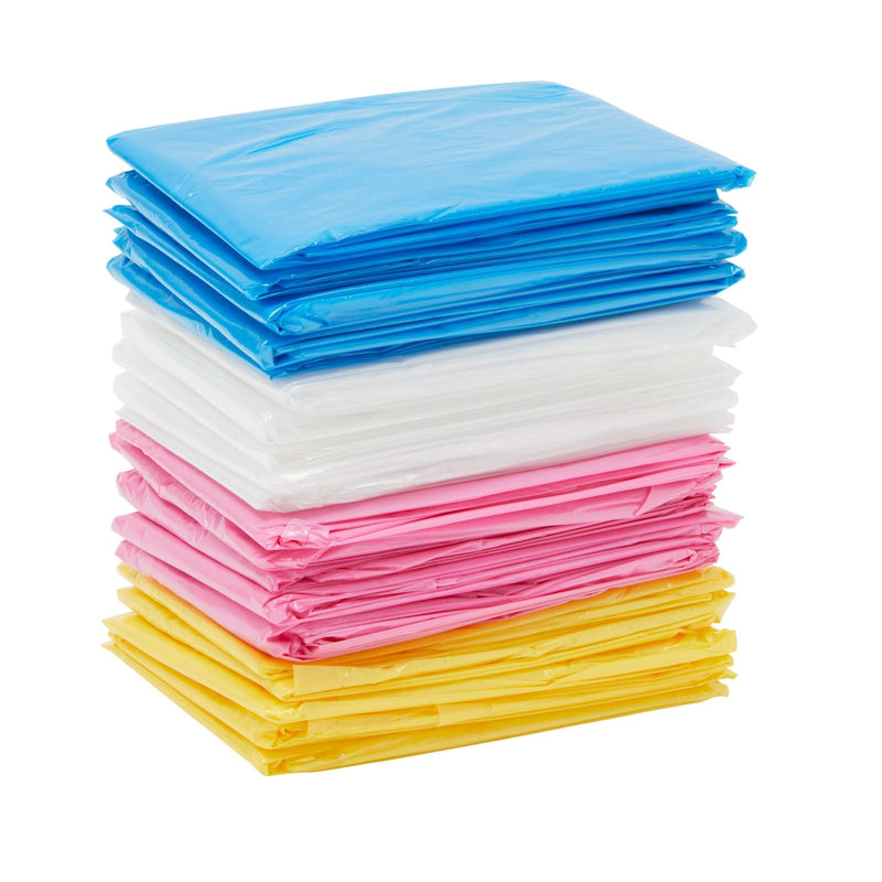 BLUE PANDA 20-Pack Disposable Rain Ponchos for Kids - Emergency Plastic Raincoats with Hood for Boys and Girls (4 Colors, Clear)