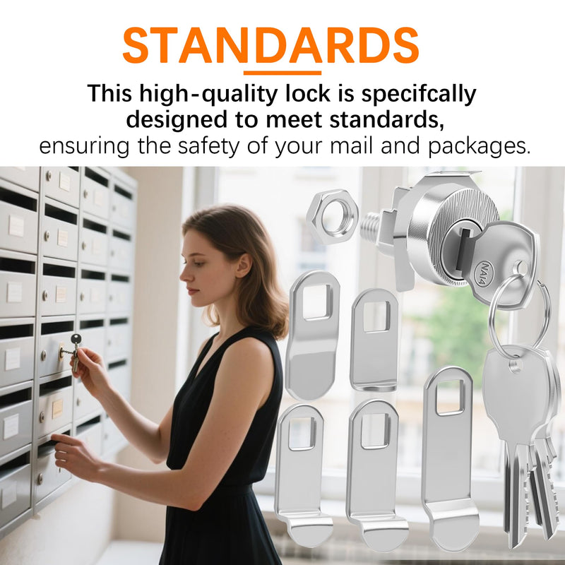 5 Pack L-1172C Mailbox Lock Replacement Includes 3 Keys Per Lock& 5 Locking Plates – C9100 National Standard Key Lock for Cluster Boxes,90° Clockwise Rotation