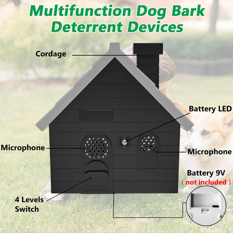 Mimo Style Dog Bark Deterrent Devices, Anti Barking Device for Dogs, Dog Barking Silencer up to 50 FT, Ultrasonic Dog Barking Control Device, Bark Box Indoor Outdoor Use(Black) black