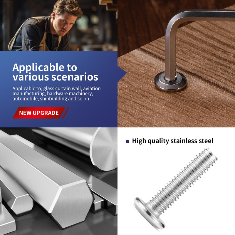 M6 x 15mm 20Pcs Flat Head Hex Socket Cap Screws Bolts, 304 Stainless Steel 18-8, Full Thread by SG TZH (with Hex Spanner) 20 M6 x 15mm