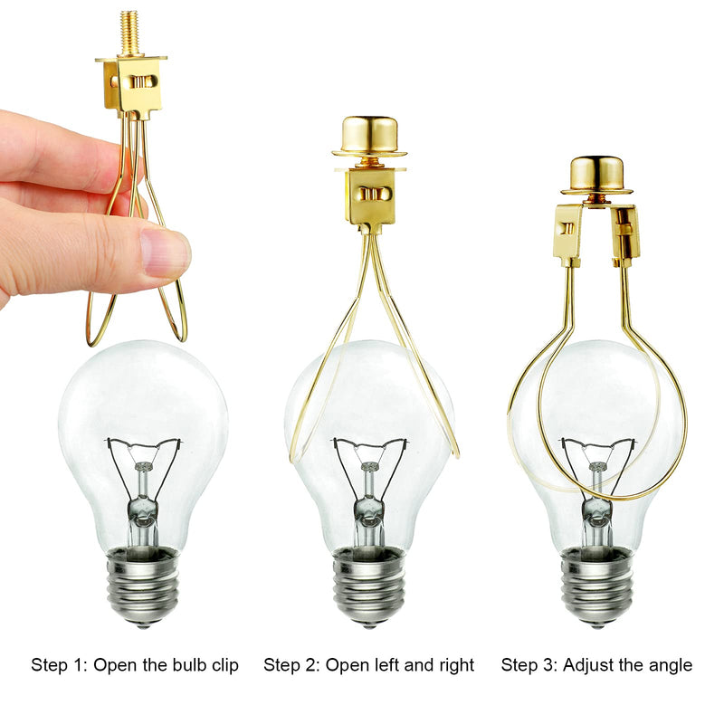 Honoson Bulb Lamp Shade Light Bulb Clip Adapter Includes Finial and Lampshade Levellers for Replacement 2 Golden
