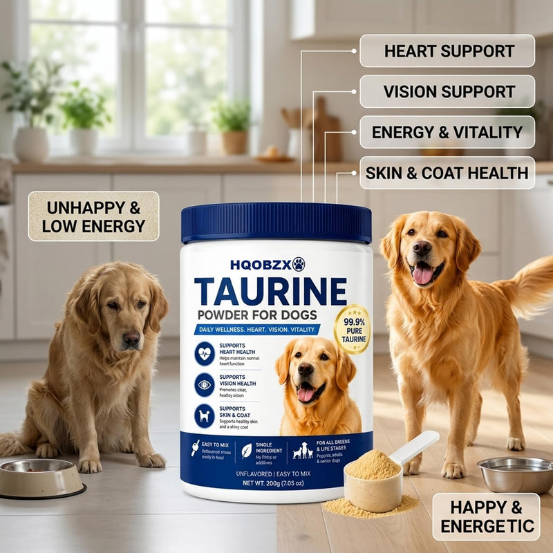 Taurine Powder for Dogs – Supports Heart, Vision, Energy, Skin & Coat Health, Easy to Mix in Food, 200g